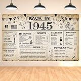 DARUNAXY 80th Birthday Party Decorations, Vintage Back in 1945 Banner 80 Year Old Birthday Party Poster Supplies Vintage 1945 Backdrop Photography Background for Men & Women 80th Class Reunion Decor
