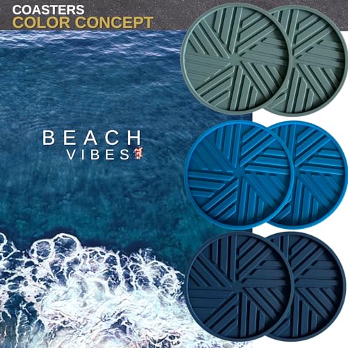 Angardy Homeware Silicone Coasters Set of 6 - with Holder - Smart and Modern Patterns That Holds Your Drink’s condensations, Protecting Your Coffee Table, Decor for Home, Office, bar - Image 2