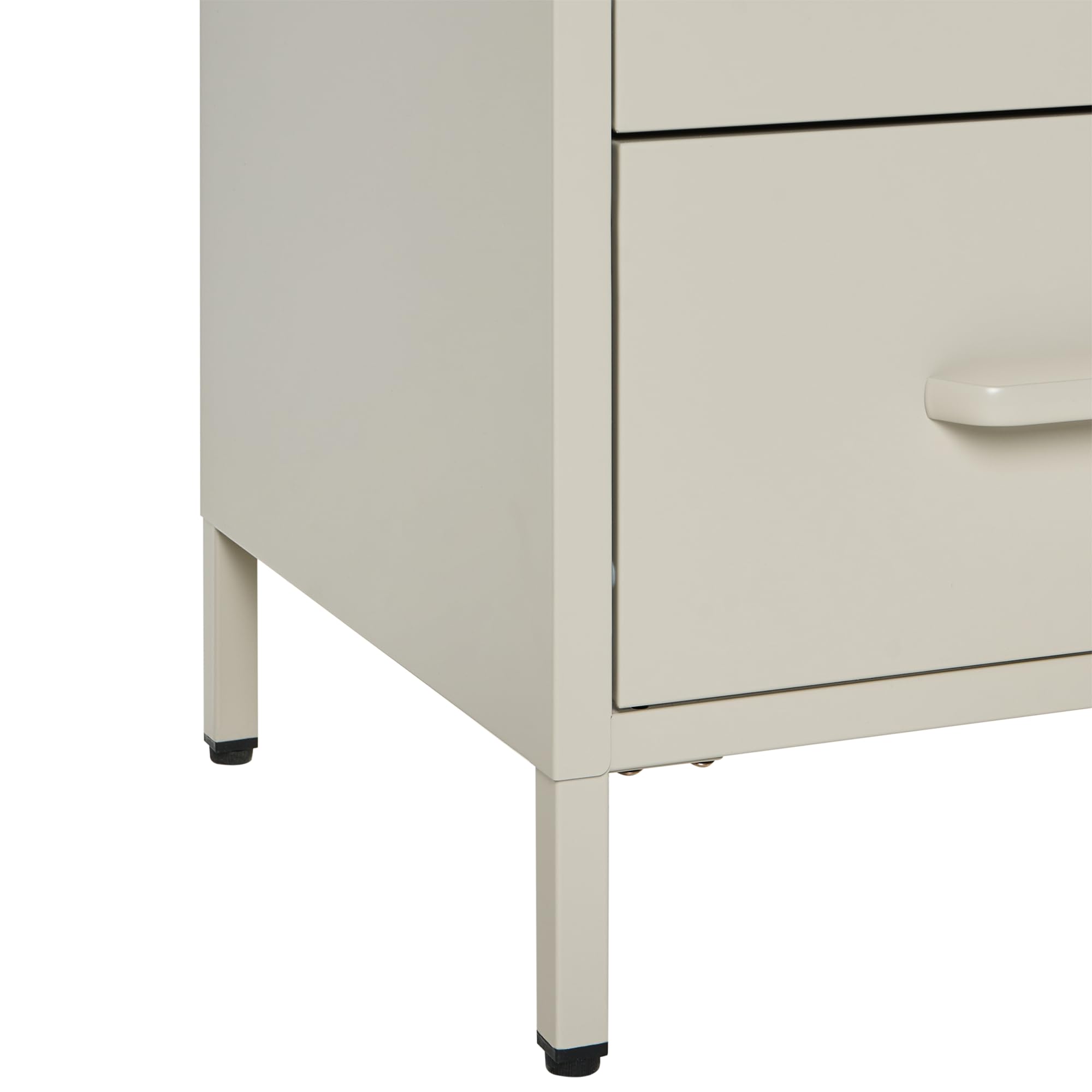 Beliani Comodino moderno in metallo beige chiaro con maniglie e 2 cassetti