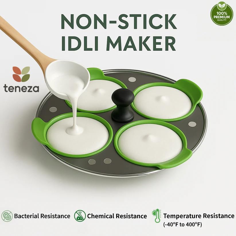 Image of 8 Pcs Non-stick Silicone Idli Mould | Food Grade Silicone | BPA Free | No Greasing | Oven, Microwave & Dishwasher Safe | Perfectly Sized Idli Maker | Idli Mould