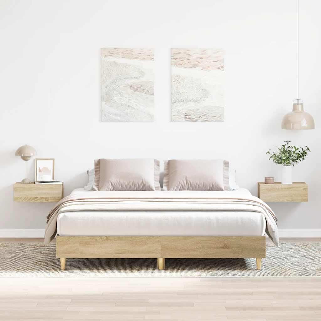 vidaXL Estructura de Cama sin colchón Madera Roble Sonoma 140x200 cm, Muebles de Dormitorio, Base de Cama, Cama Doble, Cama, armazón de Cama