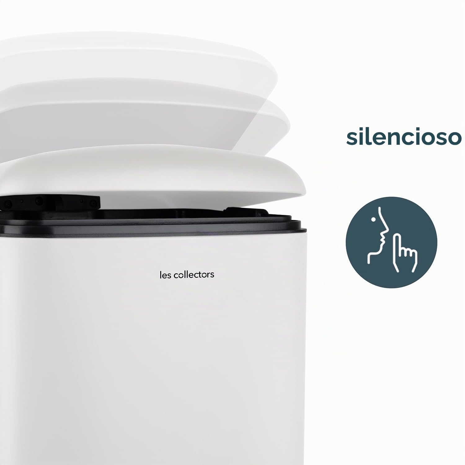 Les Collectors, Cubo de basura de cocina a pedal, Acero inox N°728, Capacidad 30L, Compatible con Bolsa de 30L, Cubo interior extraíble, Resistente, Cierre de tapa silencioso, Acabado mate, Blanco