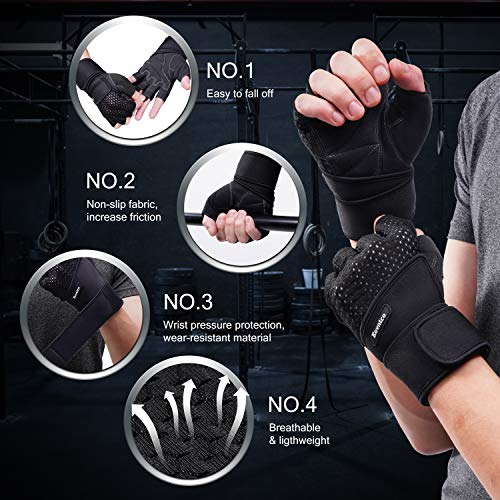 image for Eovntco Workout Gloves with Wrist Wrap Support and Full Palm Protectio