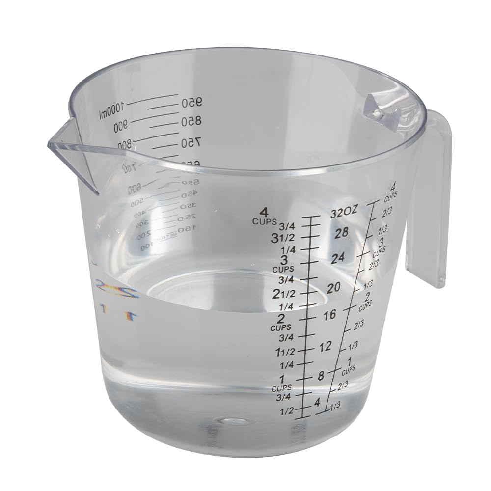 Verre Doseur 1L Transparent Avec Couvercle Bois - Récipient Gradué Cuisine Pâtisserie 1000ml