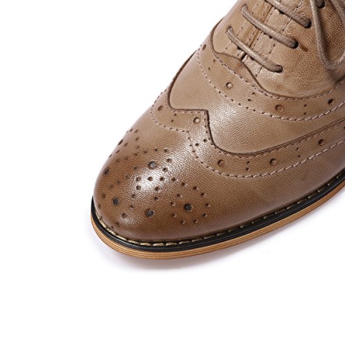 Image of Mona flying Womens Leather Wingtip Oxfords Brogue Shoes Lace-up Flats