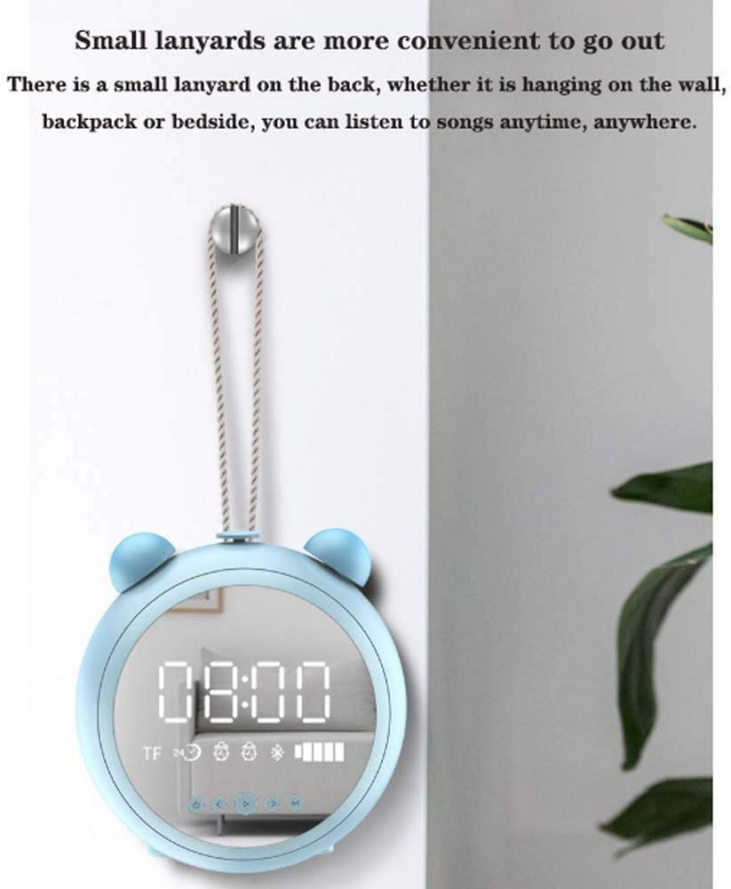 Réveil,Portable Petit Mini Haut-Parleur Bluetooth Surround 3D à Volume Élevé,Réveil Électronique Multifonctionnel Deux-en-Un Étudiant Créatif Muet Chevet Veilleuse