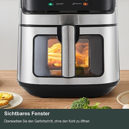 CLIPOP Heißluftfritteuse für die Ganze Familie mit Schneller Luftzirkulation 6,5L XL Friteuse Heissluft Fritteusen Air Fryer, 30-Minuten-Timer Antihaftbeschichtung, spülmaschinenfeste Körbe, 1700W – Bild 5