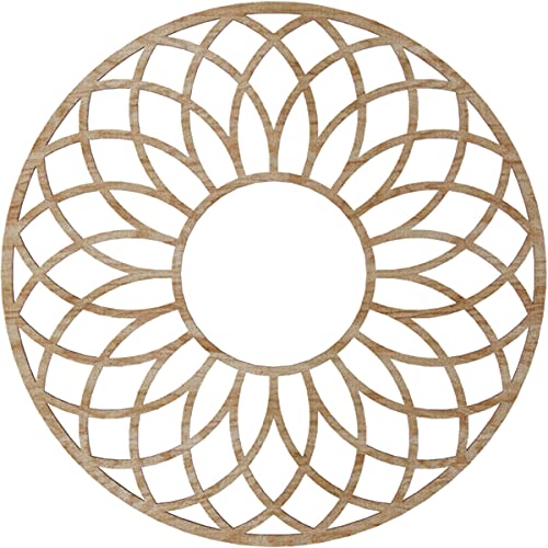 Image of Ekena Millwork 18 inchOD x 6 1 /8 inchID x 3 /8 inchT Cannes Wood Fretwork Pierced Ceiling Medallion, Red Oak