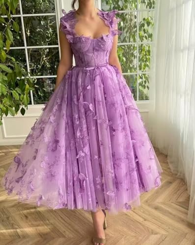 GARDOM Midi 3D Butterfly Tulle Corset Evening Gowns for Teens Formal Fairy Ball Gowns Birthday Party Prom Dresses 20242