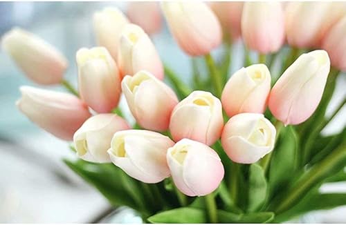 Miniatura 4 de 30 tulipanes artificiales de poliuretano falsos de tacto real, flores para decoración del hogar, boda, fiesta