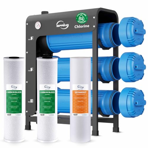 iSpring WHO32B Whole House Water Filter System, Horizontal Housin...