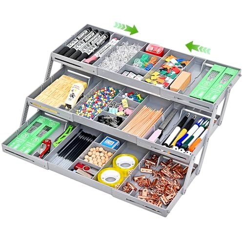 3 Tier Drawer Organizer, Expandable Junk Drawers Organizer,Multi Level Smart Drawer Organizer for...