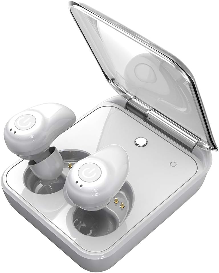 Wireless Earbuds for Android iPhone Bluetooth 5.0 Headphones with Mic 72 Hours Cycle Playtime Auto Pairing Cordless Wireless Earbuds Headset Wireless Earphones with 2000mAh Charging Case - White