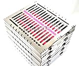 5 German DentalL Autoclave Sterilization Cassette Rack Box Tray for 15 Instruments Pink Cynamed