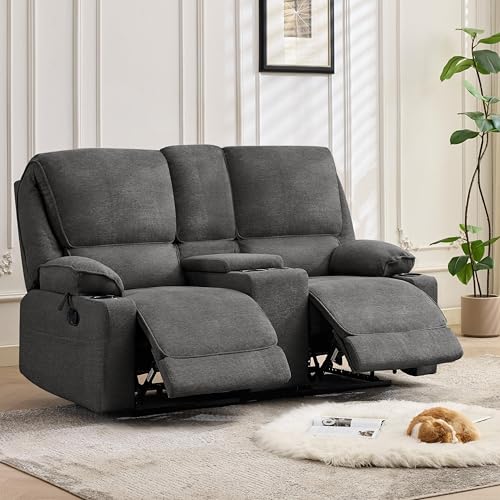 LOUVIXA 67.9' RV Loveseat Recliner Double Recliner RV Sofa, Wall Hugger Reclining RV, Manual...