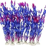 YIBIKEHO Artificial Aquarium Plants, Green Plastic Fish Tank Decorations, 12 Inch Tall Water Plants with Stable Base, 10 Pack, Safe for Fish (Purple)