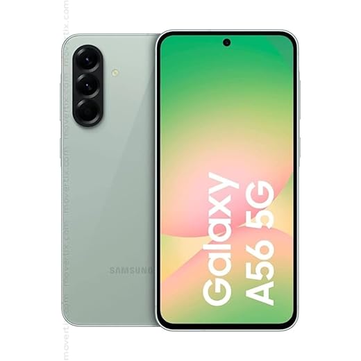 سامسونج هاتف ذكي جالكسي ايه 56 الجيل الخامس 5G، ذاكرة تخزين 128GB، ذاكرة RAM 8GB، زيتوني رائع، 6 تحديثات لنظام التشغيل، شاشة كبيرة، بطارية طويلة العمر كفالة لمدة عام واحد/اصدار محلي