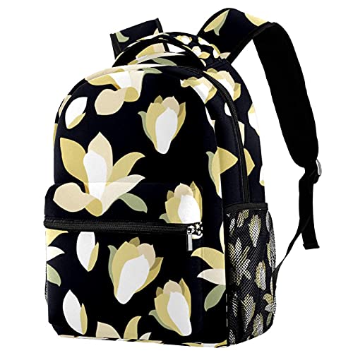 Sac à dos voyage noir floral avec porte-bouteille au design ergonomique et élégant
