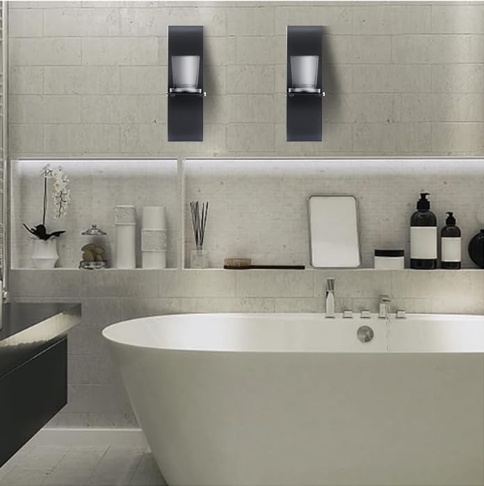 Modern Art Candle Sconces Wall Holder 2 Pcs, Vintage Candle Holder With Glass Cup Wall, Hanging Tea Light Candles for Wedding Living Dining Room Entryway Decoration