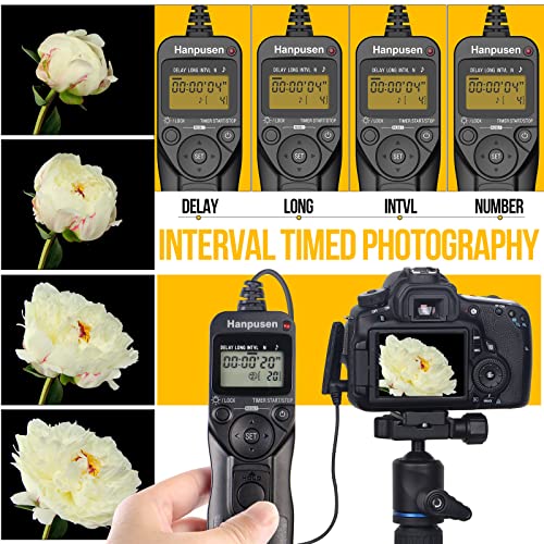 Timer Camera Remote Cable Control With Intervalometer Compatible With Nikon D3, D4, D4S, D5, D6, D800, D850, D810, D700, D500, D300, D200, F6, F100, F5, F90, N90S, D1X, D2H, D3X, Replaces Nikon Mc-36A #TOP2