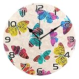 Ewusp Orologio da parete rotondo a forma di farfalla, funzionamento a batteria, silenzioso, senza ticchettio, al quarzo, moderno, decorativo, per cucina, soggiorno, camera da letto, ufficio, scuola