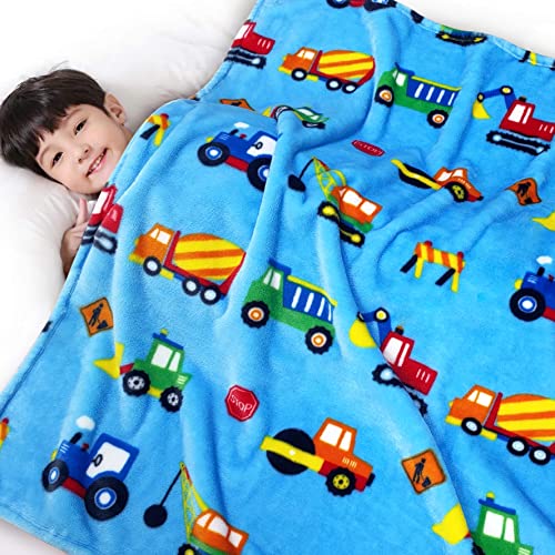 Image of Lukeight Toddler Blanket for Boys and Girls, 380 GSM Thick Kids Blanket for Birthday Gifts, Cozy Baby Blanket, Plush Receiving Blanket (Construction, 50x60 Inches)
