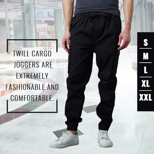 Men's Cotton Twill Cargo Joggers, Multi Pocket, Drawstring Joggers Stretch Pant for Casual, Lounging and Outdoor4