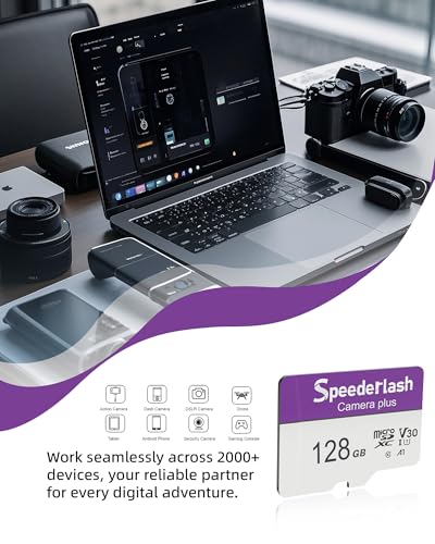 Image of Micro SDXC Memory Card 128GB 2 Pack, Speederlash Camera Plus TF Card with Adapter, 90MB /s Read Speed, 4K UHD&5K Video Support, U1 V30 A1 Rated, Waterproof, for Gaming Devices, Drones, Smartphones