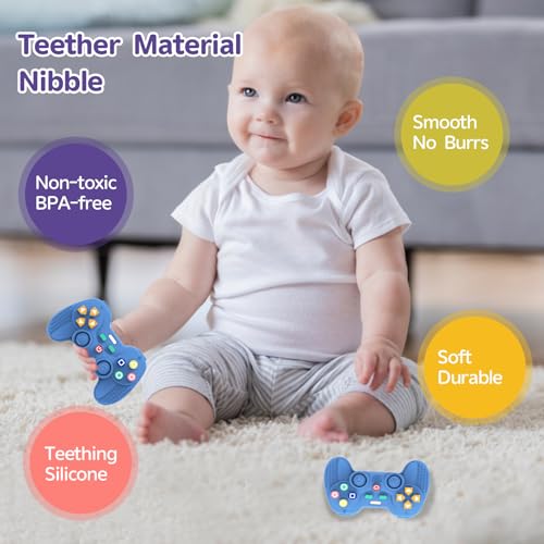 Image of Hooku Silicone Teething Toys for Babies 0-6 Months, Teethers for Babies 6-12 Months, Remote Teether for Baby, Sensory Toys for Babies, Baby Chew Toys