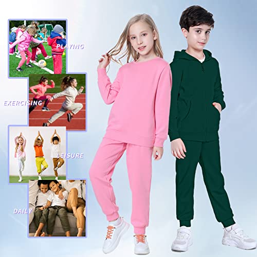 Image of Kid Nation Kids Unisex Soft Brushed Fleece Casual Pull On Jogger Sweatpants with Pockets for Boys or Girls
