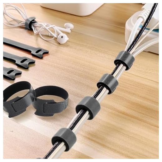 Reusable Cable Ties 50 Pcs 8-Inch Hook Loop Cords Management Adjustable Cable Organizer Wire Straps, Black