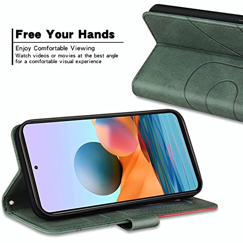 XINNI Protective Phone Case for Motorola Edge 50 Neo, PU/TPU Vintage Flip Leather Shockproof Cover Magnetic Book Style Wallet, Green - Image 4