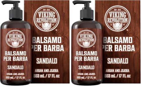 Image of Viking Revolution Beard Conditioner w /Argan & Jojoba Oils - Softens & Strengthens - Sandalwood Scent - Beard Conditioner w /Beard Oil (17oz Conditioner) (Pack of 2)