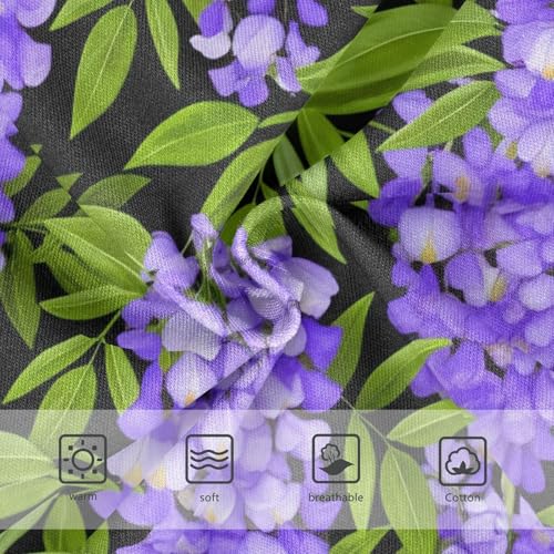 Cotton Toddler Underwear Floral Violet Wisteria Flowers Green Leaves Panties for Girl Fancy Briefs Undies Kids 2t3