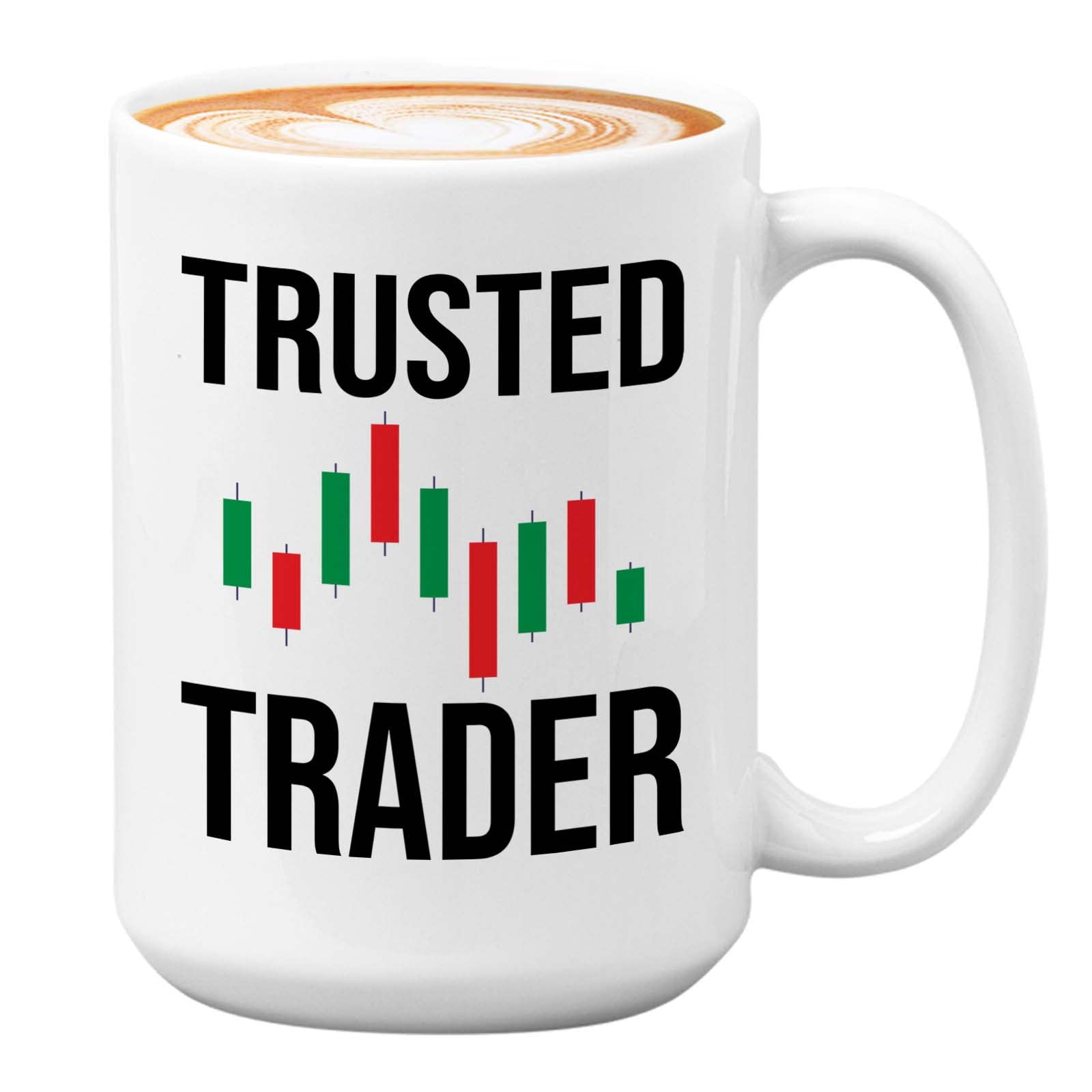 Bubble Hugs Trading Mug White 15oz - Trusted Trader - Stock Market Trader Broker Financial Adviser Investor Eat Sleep Trading