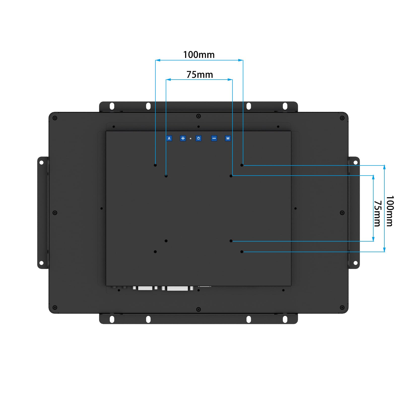 GreenTouch Monitor touch screen industriale da 14 pollici, 1920 x 1200 pixel, 10 punti PCAP Open Frame, HDMI, VGA, DVI, frontale IP65 IK08, nero