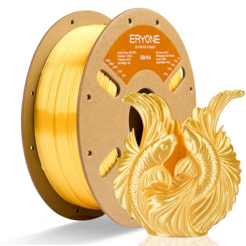 Image of ERYONE Silk PLA Filament for 3D Printer 1.75mm + /- 0.03mm, Shiny Filament 1kg (2.1lbs) /Spool, Yellow