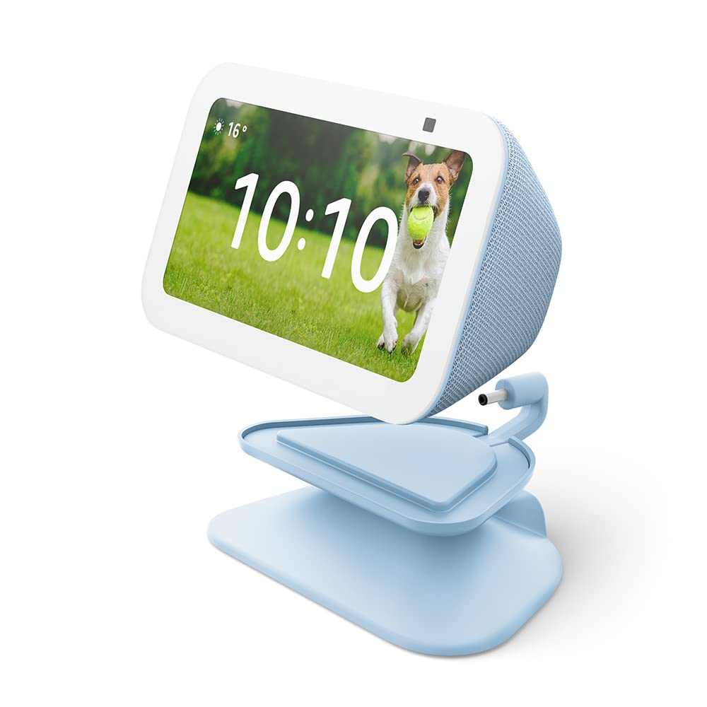Supporto regolabile per Echo Show 5 (3ª generazione), con ingresso USB-C per la ricarica | Azzurro