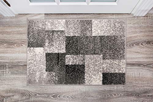 Tapete moderno Rectangular 2 x 3 pies color gris miniatura 1