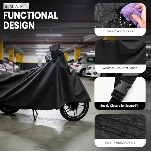 Image of Robustt Bike Cover for Dust with UV Protection, Universal Fit (125cc to 150cc), Water Resistant & All Weather Protection with Two Wheeler Cover | Keeps Bike Cool | Perfect Bike Body Cover