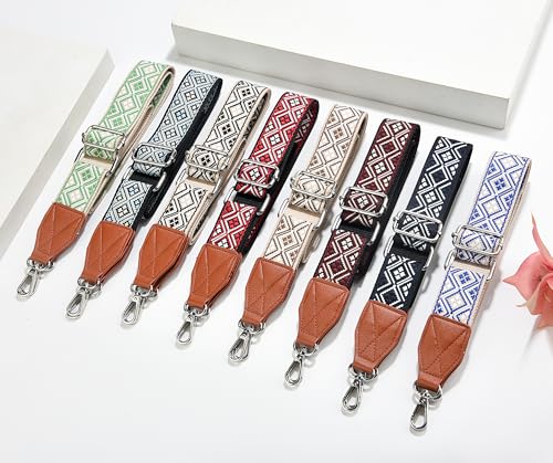 Image of Purse Strap,1.5 inch Leather End Shoulder Strap Adjustable Replacement,Retro Multi-Pattern Crossbody Bag Straps
