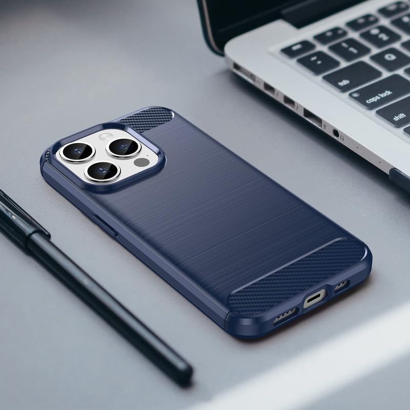 Image of Hybrid Carbon Fiber Back Case for iPhone 15 Pro Max (Blue)