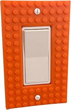 Brick Wall Plate, Rocker Toggle Light Switch Cover for Kids Bedroom, Game Room, 1-Gang Orange