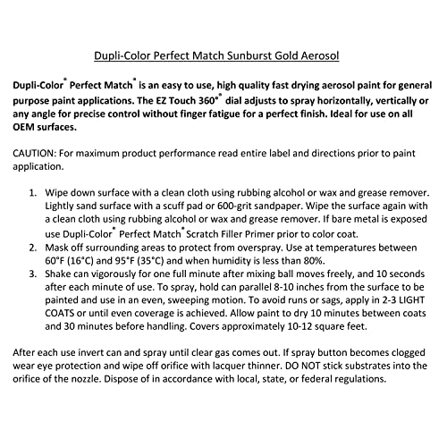 Image of Dupli-Color Perfect Match Premium Automotive Paint, Sunburst Gold (M), 8 oz