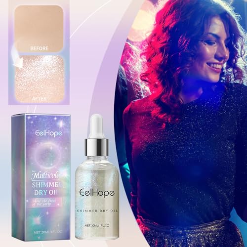 Shimmer Body Oil,Moisturizing Light Shimmer Glow Illuminator,Non-sticky Body Luminizer Liquid Highlighter Makeup Your Skin 30ml - Image 5