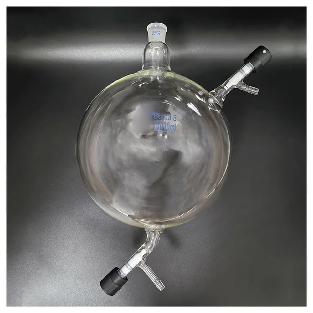 Vetreria da laboratorio Imbuto in vetro borosilicato a forma di globo, giunto femmina 29/32, pallone con valvola in PTFE ad alto vuoto(10000mL)