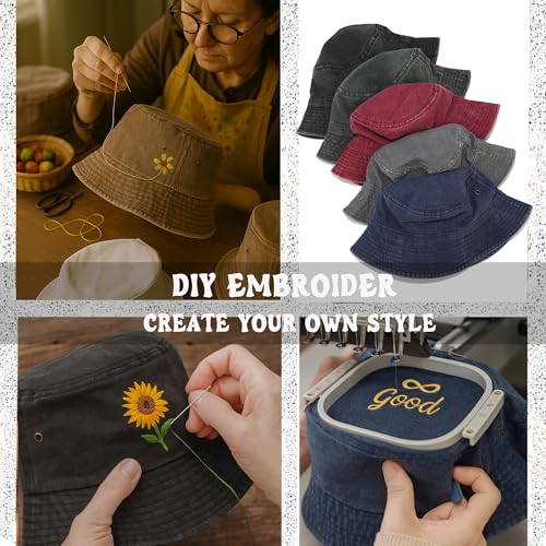 12 Gorras estilo Bucket vintage para mujer y hombre miniatura 7