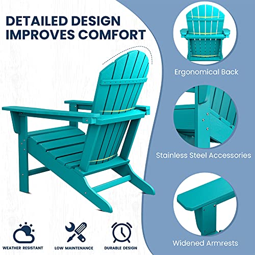 Serwall Adirondack Chair | Adult-Size, Weather Resistant For Patio Deck Garden, Backyard & Lawn Furniture | Easy Maintenance & Classic Adirondack Chair Design (Aruba Blue) #TOP1