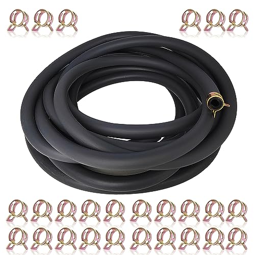 1/4 Inch ID Fuel Line Hose 12 Feet + 26Pcs 0.39" ID Hose Clamps for Honda Champion Generac Kawasaki Kohler Briggs & Stratton Small Gas Diesel Powersports Engines Mini Bike ATV Generators (1/4 Inch) -  FJSaDobo