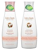 Live Clean Coconut Milk Moisturizing Shampoo and Coconut Milk Moisturizing Conditioner with Certified Organic Coconut Extract and Oil, Petrolatum-free, Phthalate-free and Paraben-free, 12 oz each